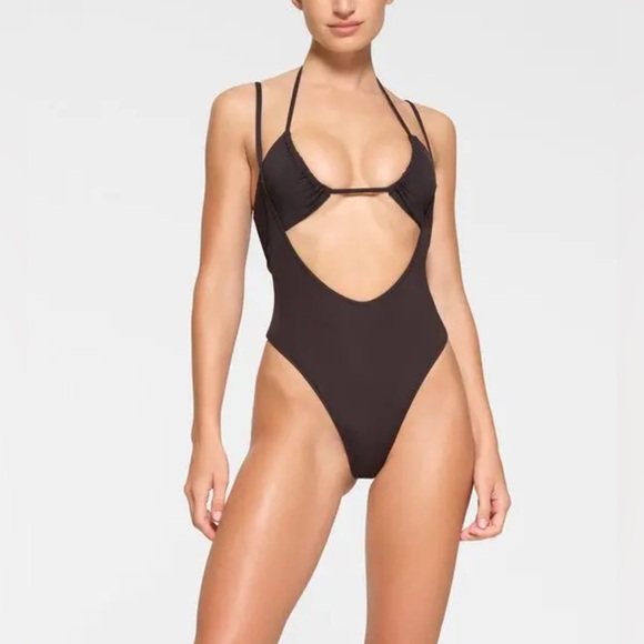 NWT SKIMS Size M Black Swim Open Bust One Piece - Swimsuit Onyx - Picture 1 of 7